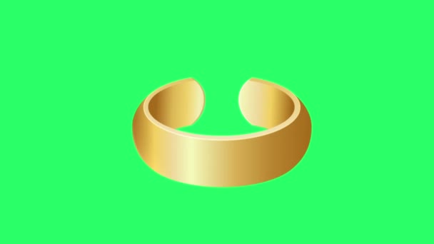 Animation Gold Bangle Green Background — Stock Video