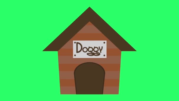 Animación Casa Perro Sobre Fondo Verde — Vídeos de Stock