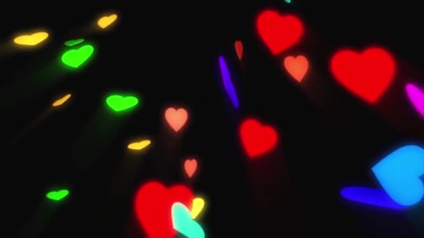 Siyah Arkaplanda Canlandırma Renkli Kalp Şekli — Stok video