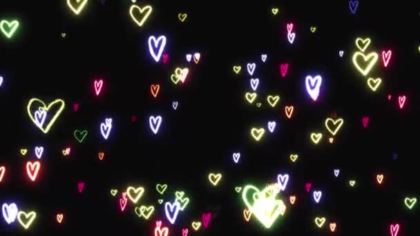 Анимация Красочная Форма Сердца Черном Фоне — стоковое видео