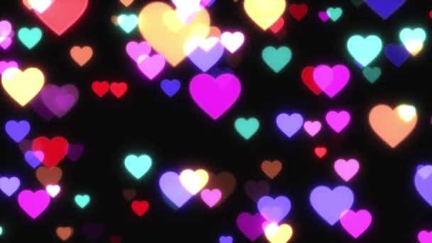 Siyah Arkaplanda Canlandırma Renkli Kalp Şekli — Stok video