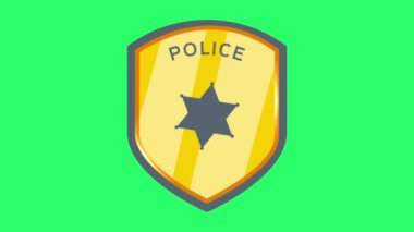 Yeşil arka planda canlandırma polis logosu sembolü.
