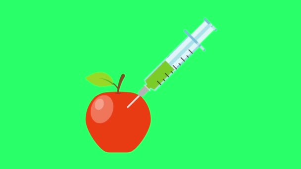 Animation Rött Äpple Grön Bakgrund — Stockvideo