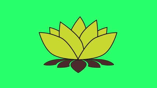 Animation Grön Lotus Grön Bakgrund — Stockvideo