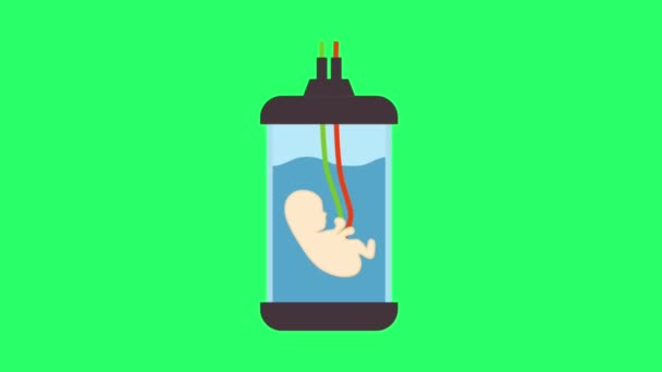 Yeşil Zemin Üzerinde Animasyon Test Tüpü Bebek — Stok video