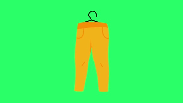 Κινούμενα Σχέδια Πορτοκαλί Παντελόνι Πράσινο Φόντο — Αρχείο Βίντεο