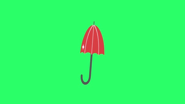 Ombrello Animato Sfondo Verde — Video Stock