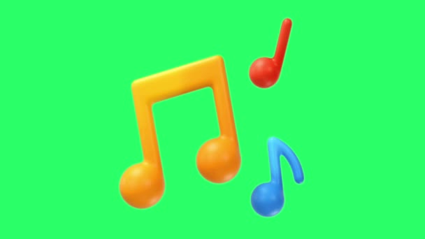 Animation Music Note Green Background — Stock Video