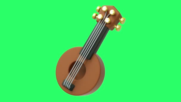 Guitarra Animación Sobre Fondo Verde — Vídeos de Stock