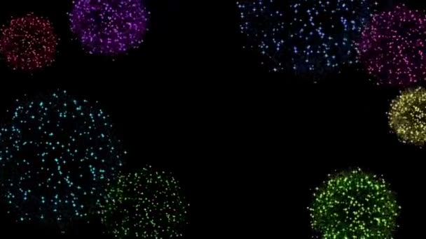 Animatie Kleurrijk Vuurwerk Achtergrond — Stockvideo