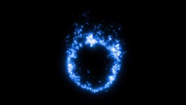 Animation Blue Flame Effect Black Background — Stock Video