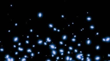 Animation blue light sparkles on black background.