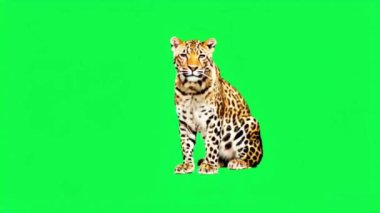 Yeşil ekranda canlı leopar.
