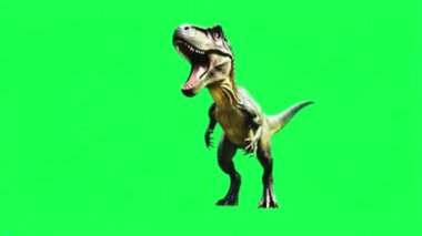 Yeşil arkaplanda animasyon dinozoru.
