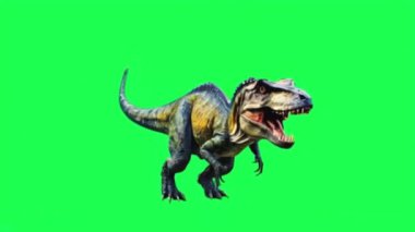Yeşil arkaplanda animasyon dinozoru.