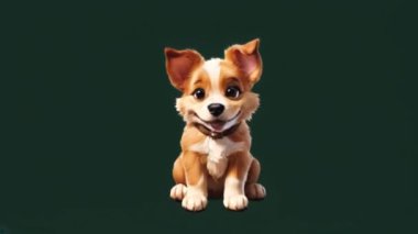 Animasyon kahverengi köpek siyah ekranda.