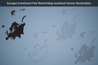 Avrupa Kıtasının Düz Dünya Haritası İzole Vektör İllüstrasyonu Premium Kalite Yüksek Çözünürlük 300DPI