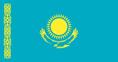 Kazakistan Bayrak Illustration Premium Kalite Yüksek Çözünürlük 300DPI