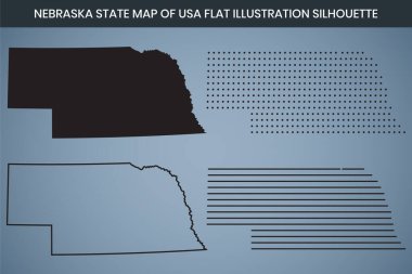 Nebraska State Hand Drawn Outline Map of USA Premium Quality High Resolution 300DPI clipart