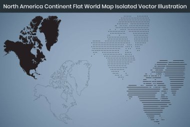 Kuzey Amerika Kıta Düz Dünya Haritası İzole Vektör İllüstrasyonu Premium Kalite Yüksek Çözünürlük 300DPI