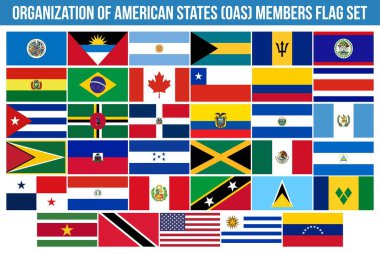 Organization of American States, OAS Members Flag Set Vector Illustration Premium Quality High Resolution 300DPI clipart