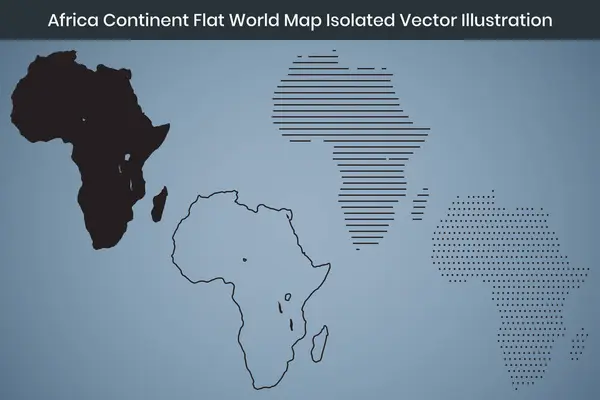 Afrika Kıtasının Düz Dünya Haritası İzole Vektör İllüstrasyonu Premium Kalite Yüksek Çözünürlük 300DPI