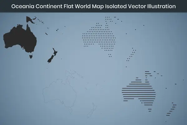 Okyanusya Kıtasının Düz Dünya Haritası İzole Vektör İllüstrasyonu Premium Kalite Yüksek Çözünürlük 300DPI