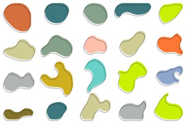 Renkli Organik Damlalar & Düzensiz Şekiller Kusursuz Soyut Desen Silüetleri v4