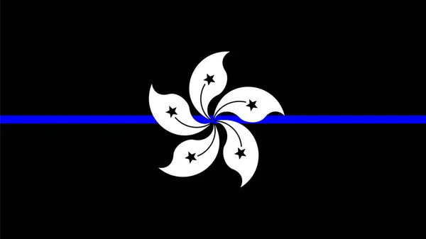 İnce Mavi Hat Hong Kong Yüksek Kalite Bayrak Tırmanışı, Bayrak Simgesi, Vektör İllüstrasyonu, Kaliteli Dijital İndirme