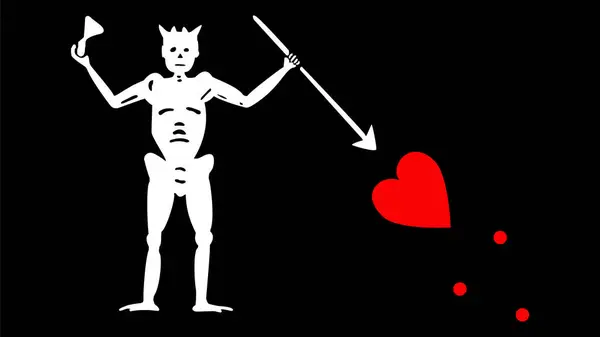 Korsan Karasakal (Edward Teach) Yüksek Kalite Bayrak Tırmanışı, Bayrak Simgesi, Vektör İllüstrasyonu, Kaliteli Dijital İndirme