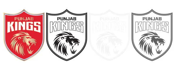 Punjab Kings IPL Resmi Logo Paketi, Orijinal, Siyah, Beyaz, Gri, Dijital İndirme İçin Premium Vektör Tasarımı