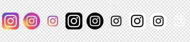 Instagram Logo Simgesi Kümesi, IG Uygulama Vektörü, Düzenlenebilir SVG & PNG, Şeffaf Arkaplan, Dijital İndirme İçin Özel Sosyal Medya Tasarımı