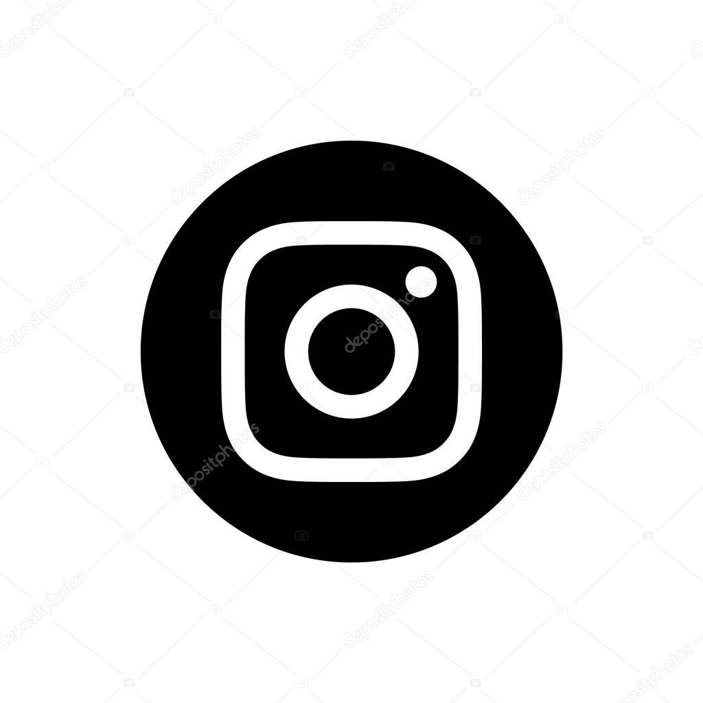 Instagram Black Circle Logo Icon, IG App Vector, Editable SVG & PNG, Transparent Background, Premium Social Media Design for Digital Download