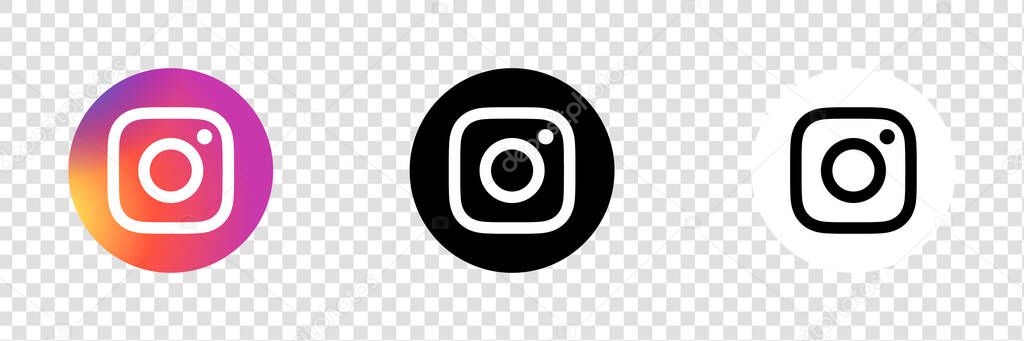 Instagram Circle Logo Icon Set Bundle, IG App Vector, Editable SVG & PNG, Transparent Background, Premium Social Media Design for Digital Download