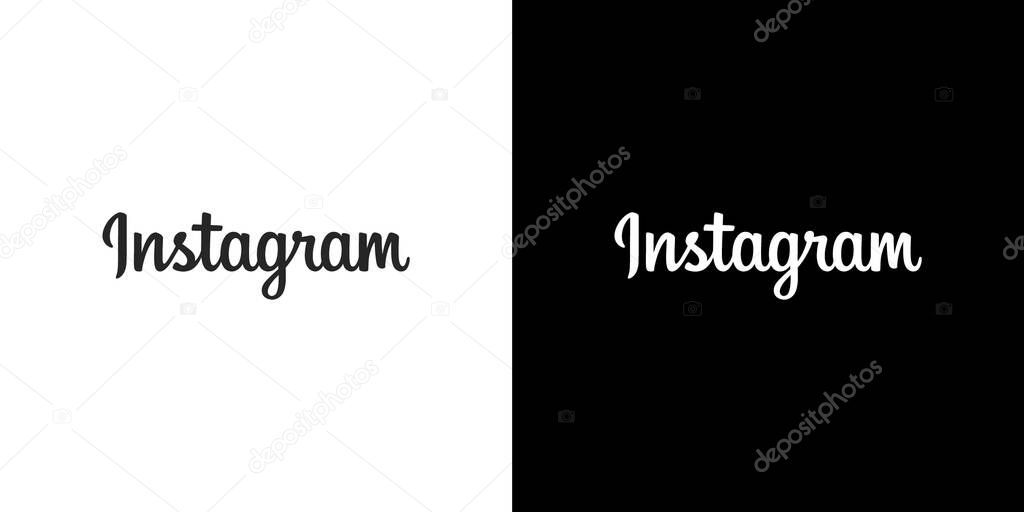 Instagram Typography Black and White Logo Icon, IG App Vector, Editable SVG & PNG, Transparent Background, Premium Social Media Design for Digital Download