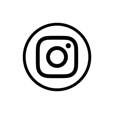 Instagram Logosu Siyah Çember Taslak Simgesi, IG Uygulama Vektörü, Düzenlenebilir SVG, PNG, Şeffaf Arkaplan, Dijital İndirme İçin Özel Sosyal Medya Tasarımı