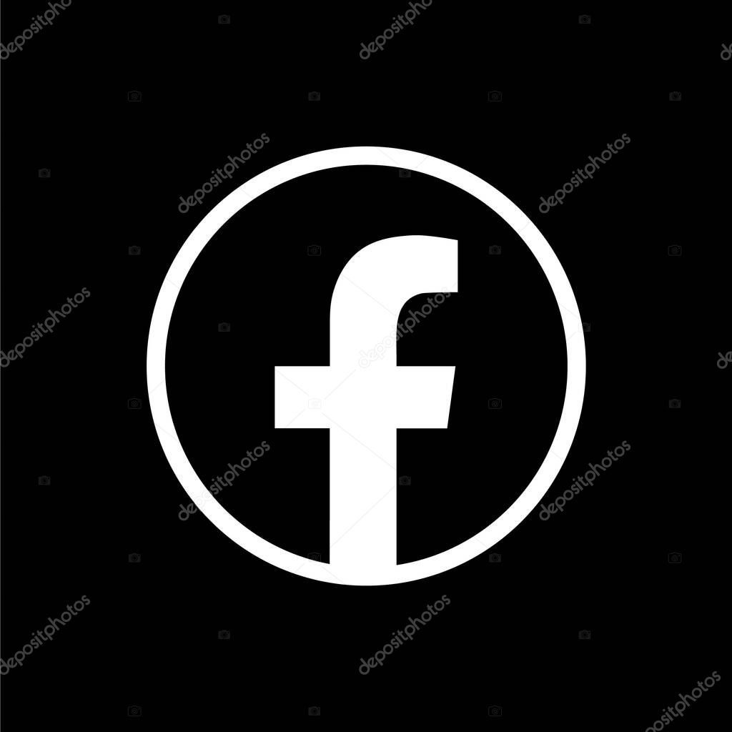Facebook Logo White Circle Outline Icon, FB App Vector, Editable SVG, PNG, Transparent Background, Premium Social Media Design for Digital Download