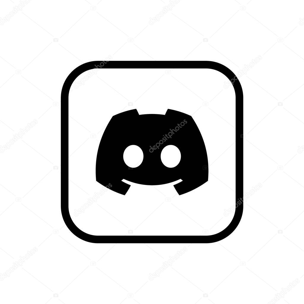 Discord Logo Outline Black Icon, App Vector, Editable SVG, PNG, Transparent Background, Premium Social Media Design for Digital Download