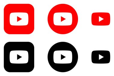 YouTube Logo Paketi, YouTube Uygulama Simgesi Set Vektörü, Düzenlenebilir SVG, PNG, Şeffaf Arkaplan, Dijital İndirme İçin Özel Sosyal Medya Tasarımı