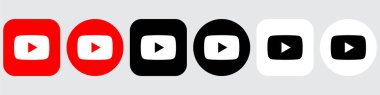 YouTube Logo Paket Simgesi Seti, YT Uygulama Vektörü, Düzenlenebilir SVG, PNG, Şeffaf Arkaplan, Dijital İndirme İçin Özel Sosyal Medya Tasarımı