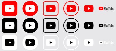 YouTube Logo Mega Paket Simgesi Seti, YT Uygulama Vektörü, Düzenlenebilir SVG, PNG, Şeffaf Arkaplan, Dijital İndirme İçin Özel Sosyal Medya Tasarımı