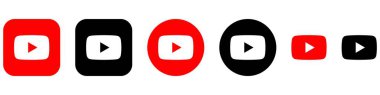 YouTube Logo Set Vektörü, YouTube Uygulama Simgesi Paketi, Düzenlenebilir SVG, PNG, Şeffaf Arkaplan, Dijital İndirme İçin Özel Sosyal Medya Tasarımı
