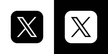 X Siyah ve Beyaz Kare Logo Vektörü, X App Simgesi, Düzenlenebilir SVG, PNG, Şeffaf Arkaplan, Dijital İndirme İçin Özel Sosyal Medya Tasarımı