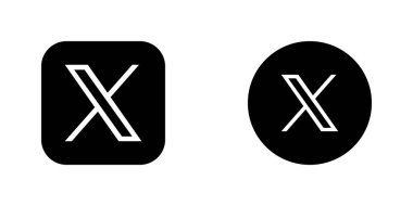 X Black Square ve Circle Logo Vektörü, X App Simgesi, Düzenlenebilir SVG, PNG, Şeffaf Arkaplan, Dijital İndirme İçin Özel Sosyal Medya Tasarımı