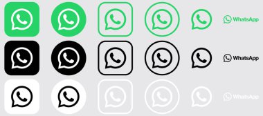 WhatsApp Logo Mega Paket Simgesi Seti, WA Uygulama Vektörü, Düzenlenebilir SVG, PNG, Şeffaf Arkaplan, Dijital İndirme İçin Özel Sosyal Medya Tasarımı