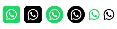 WhatsApp Logo Set Vektörü, WhatsApp Uygulama Simgesi Paketi, Düzenlenebilir SVG, PNG, Şeffaf Arkaplan, Dijital İndirme İçin Özel Sosyal Medya Tasarımı