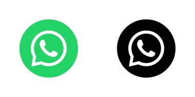 WhatsApp Rengi ve Siyah Çember Logo Vektörü, WhatsApp Uygulama Simgesi, Düzenlenebilir SVG, PNG, Şeffaf Arkaplan, Dijital İndirme İçin Premium Sosyal Medya Tasarımı