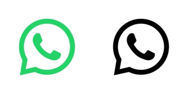 WhatsApp Rengi ve Siyah Simge Vektörü, WhatsApp Uygulama Logosu, Düzenlenebilir SVG, PNG, Şeffaf Arkaplan, Dijital İndirme İçin Özel Sosyal Medya Tasarımı