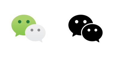 WeChat Rengi ve Siyah Simge Vektörü, WeChat Uygulama Logosu, Düzenlenebilir SVG, PNG, Şeffaf Arkaplan, Dijital İndirme İçin Özel Sosyal Medya Tasarımı
