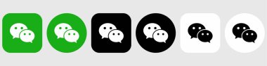 WeChat Logo Paket Simgesi Seti, WeChat Uygulama Vektörü, Düzenlenebilir SVG, PNG, Şeffaf Arkaplan, Dijital İndirme İçin Özel Sosyal Medya Tasarımı